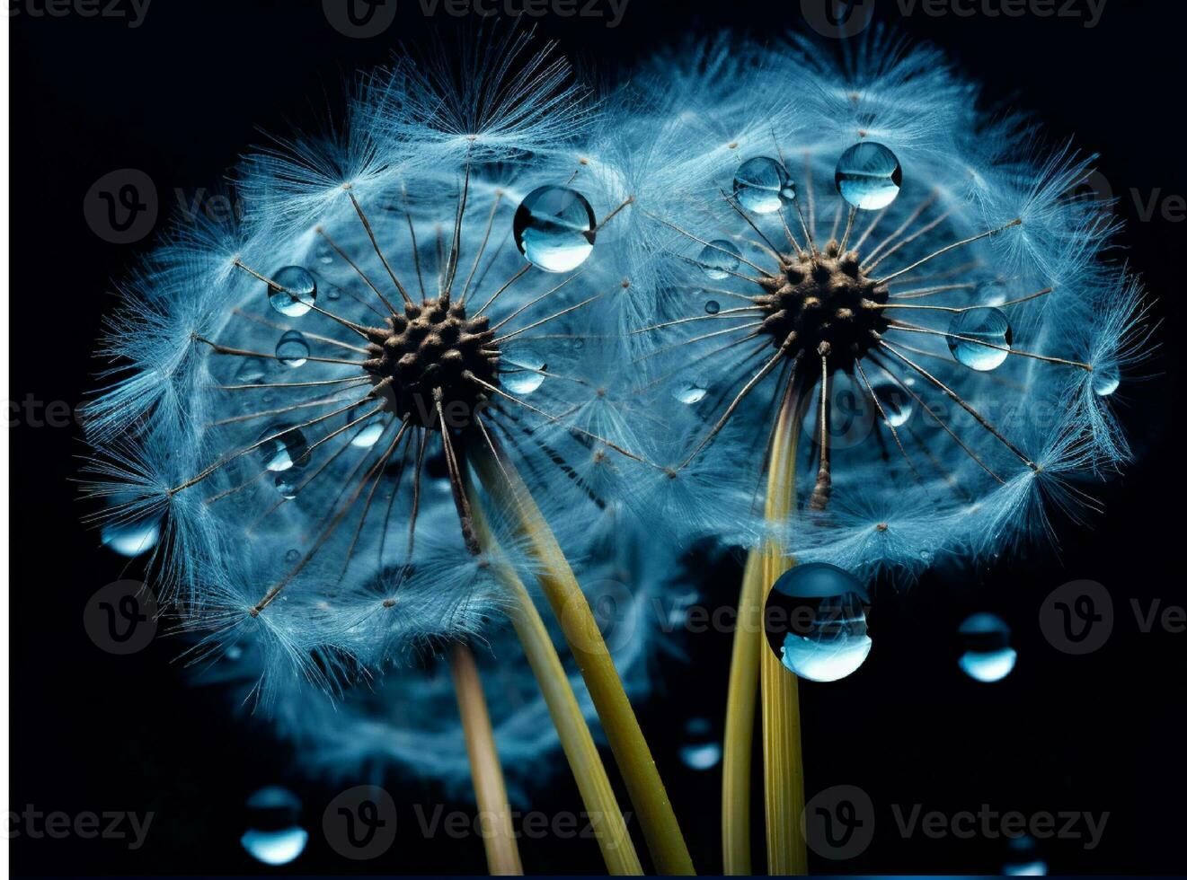 AI generated Dandelion seeds on bokeh background. 3d rendering photo