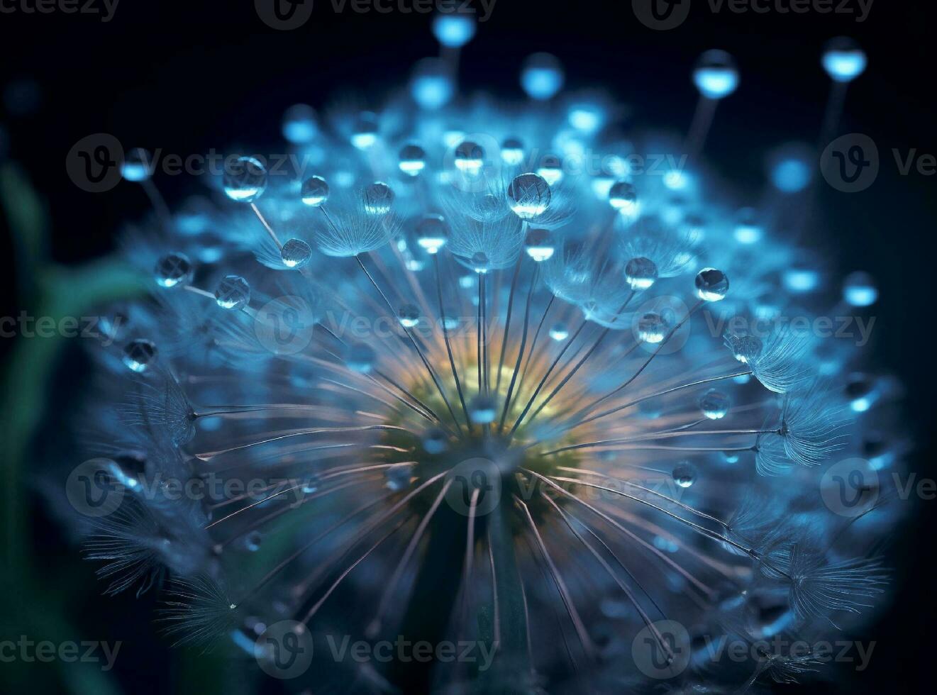 AI generated Dandelion seeds on bokeh background. 3d rendering photo