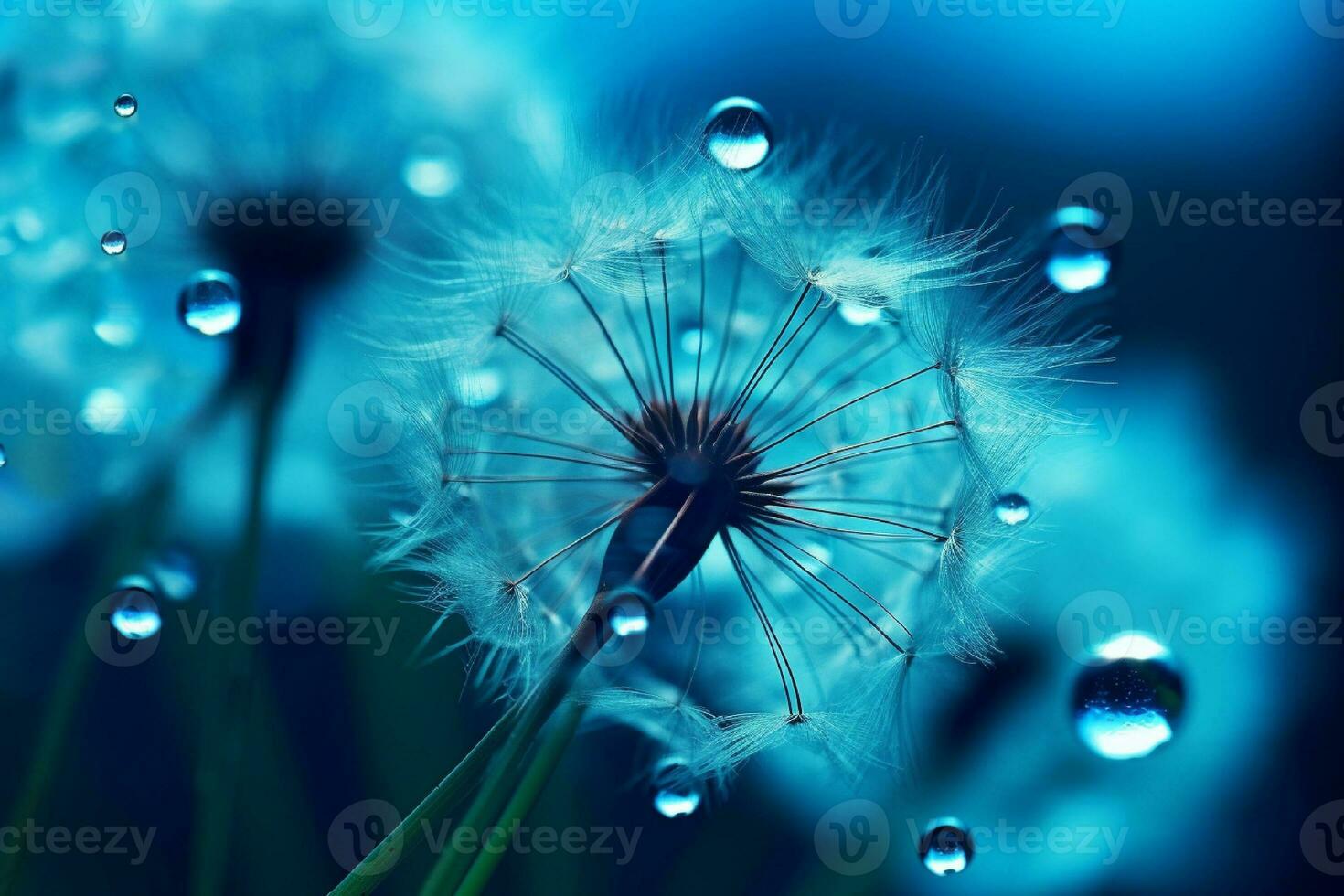 AI generated Dandelion seeds on bokeh background. 3d rendering photo