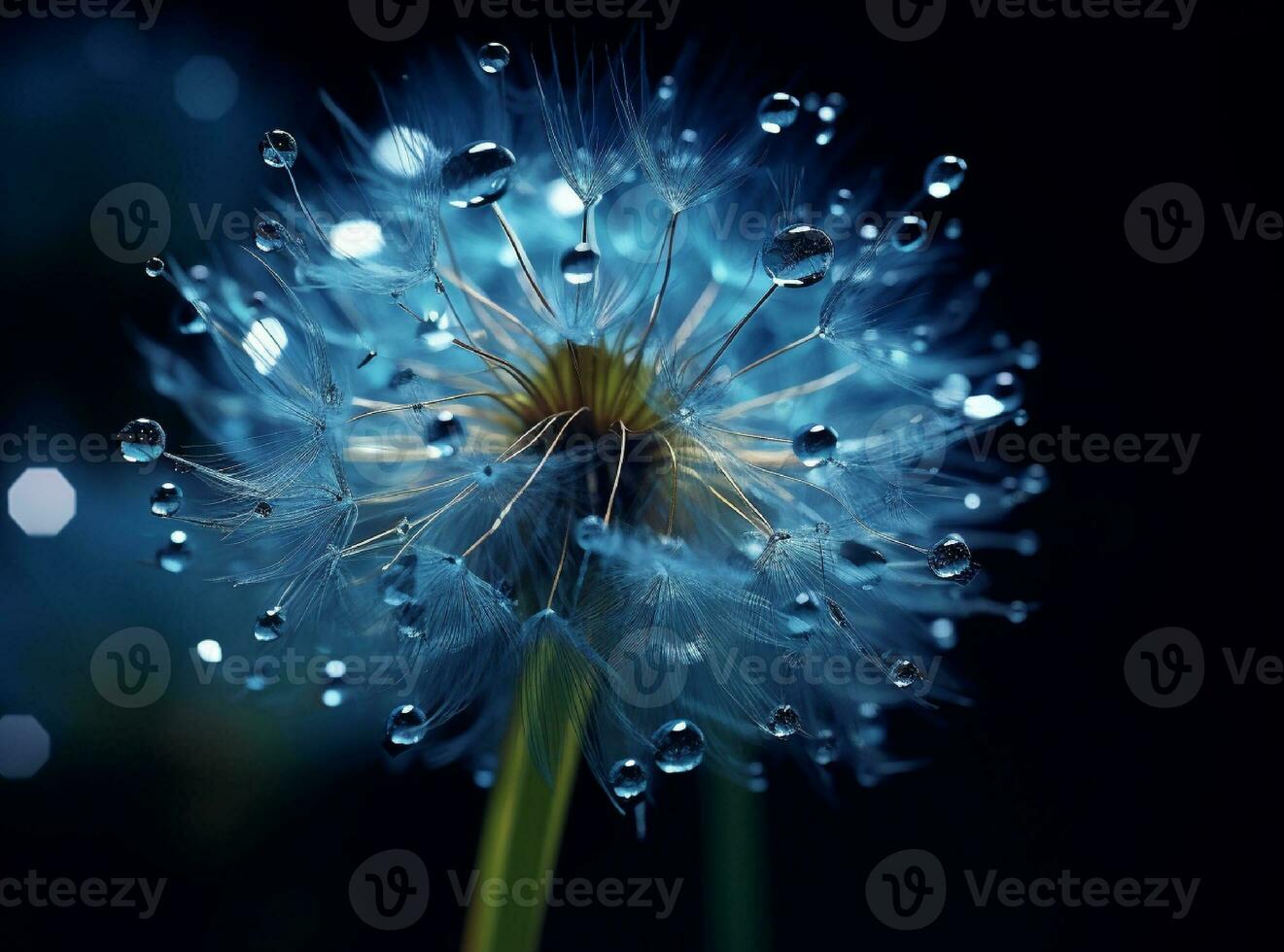 AI generated Dandelion seeds on bokeh background. 3d rendering photo