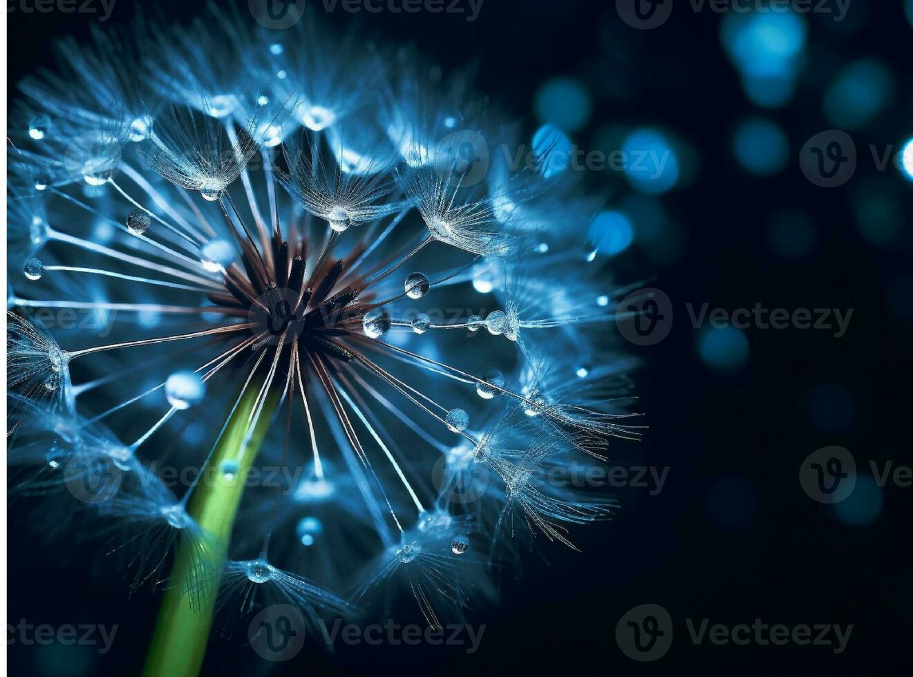 AI generated Dandelion seeds on bokeh background. 3d rendering photo