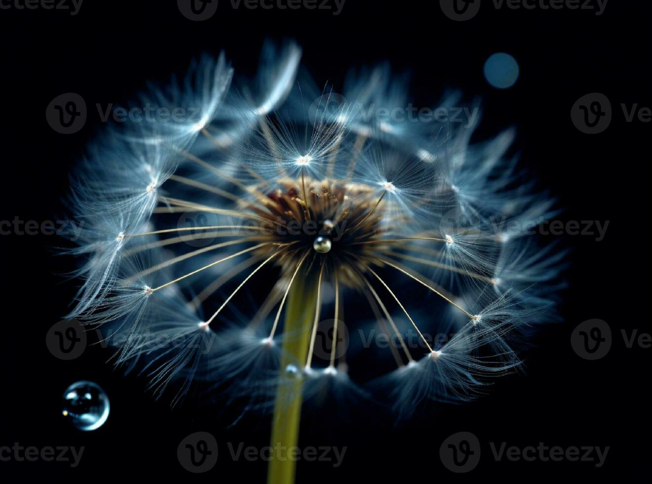 AI generated Dandelion seeds on bokeh background. 3d rendering photo