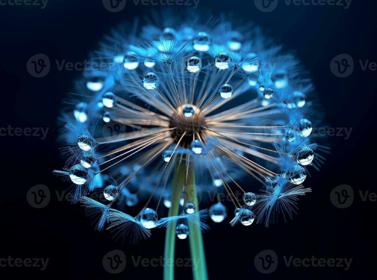 AI generated Dandelion seeds on bokeh background. 3d rendering photo