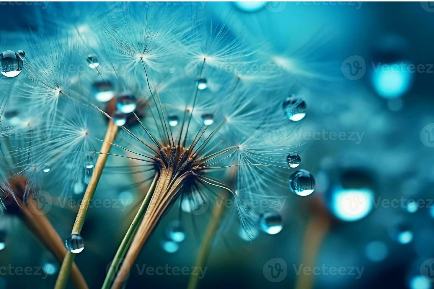 AI generated Dandelion seeds on bokeh background. 3d rendering photo