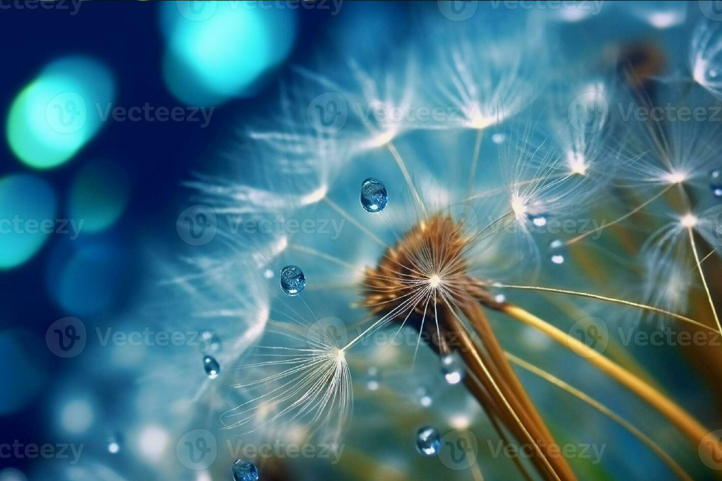 AI generated Dandelion seeds on bokeh background. 3d rendering photo