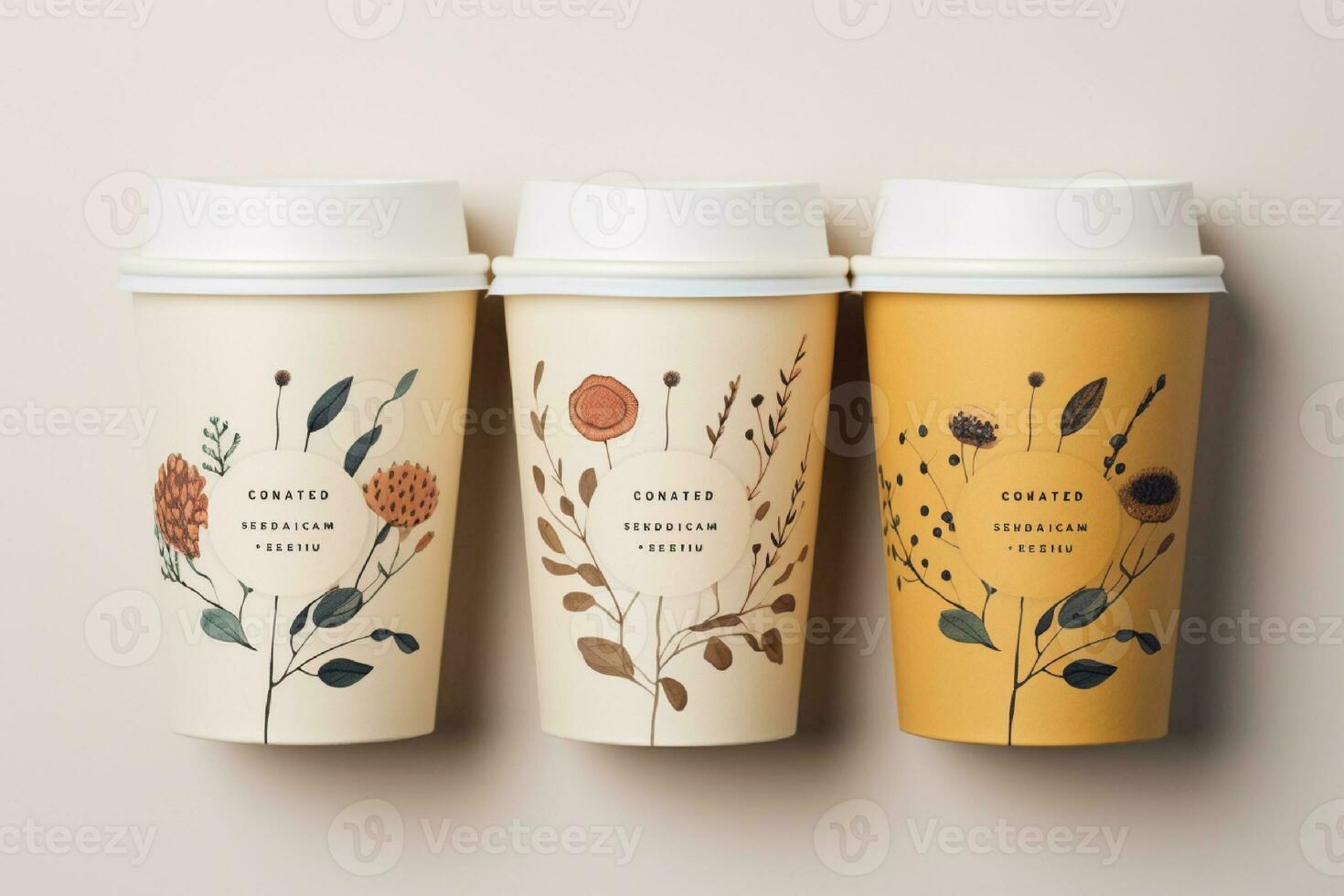 AI generated Coffee cup mockup with wave pattern generated with AI photo