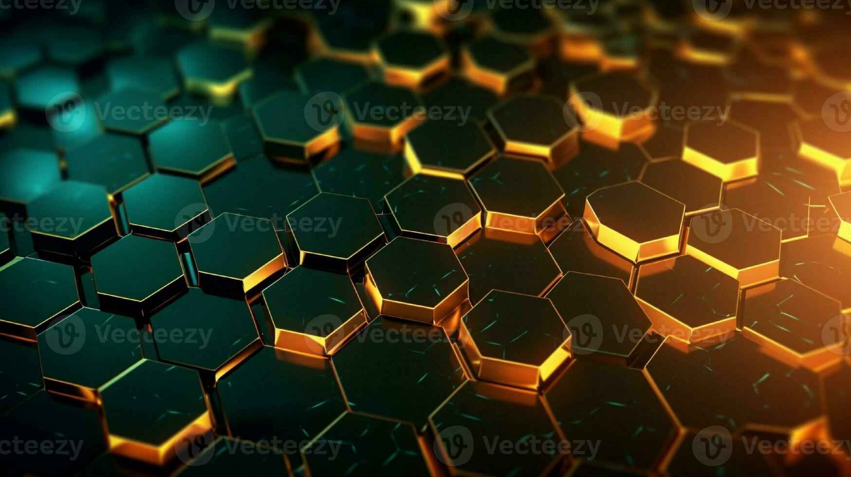 AI generated 3D rendering of abstract background with hexagons generated with AI photo
