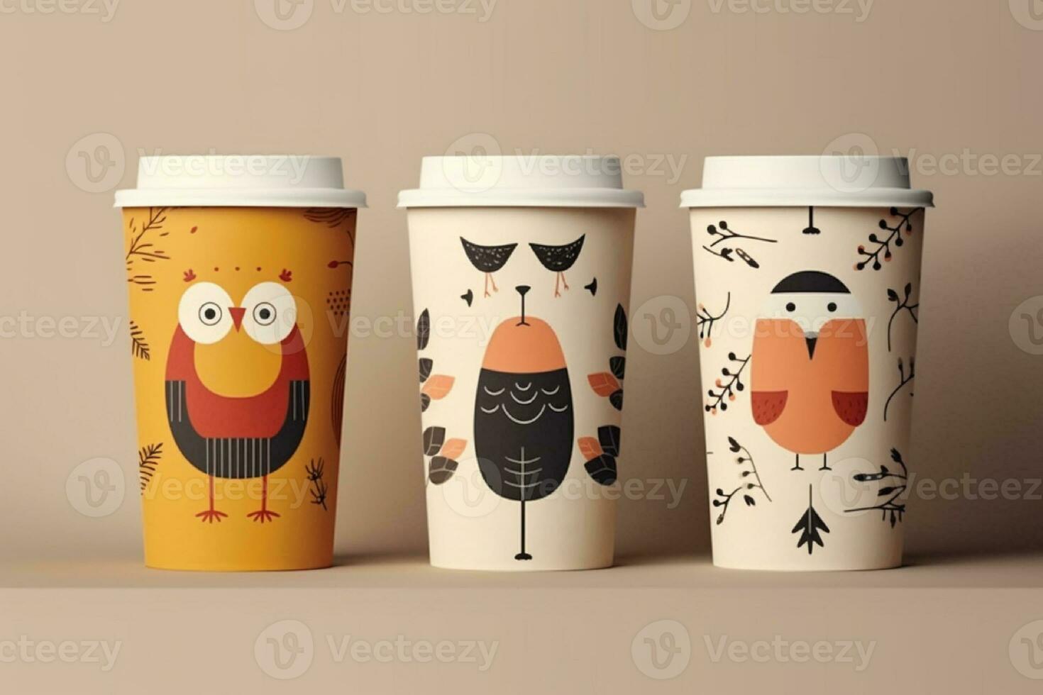 AI generated Coffee cup mockup with wave pattern generated with AI photo
