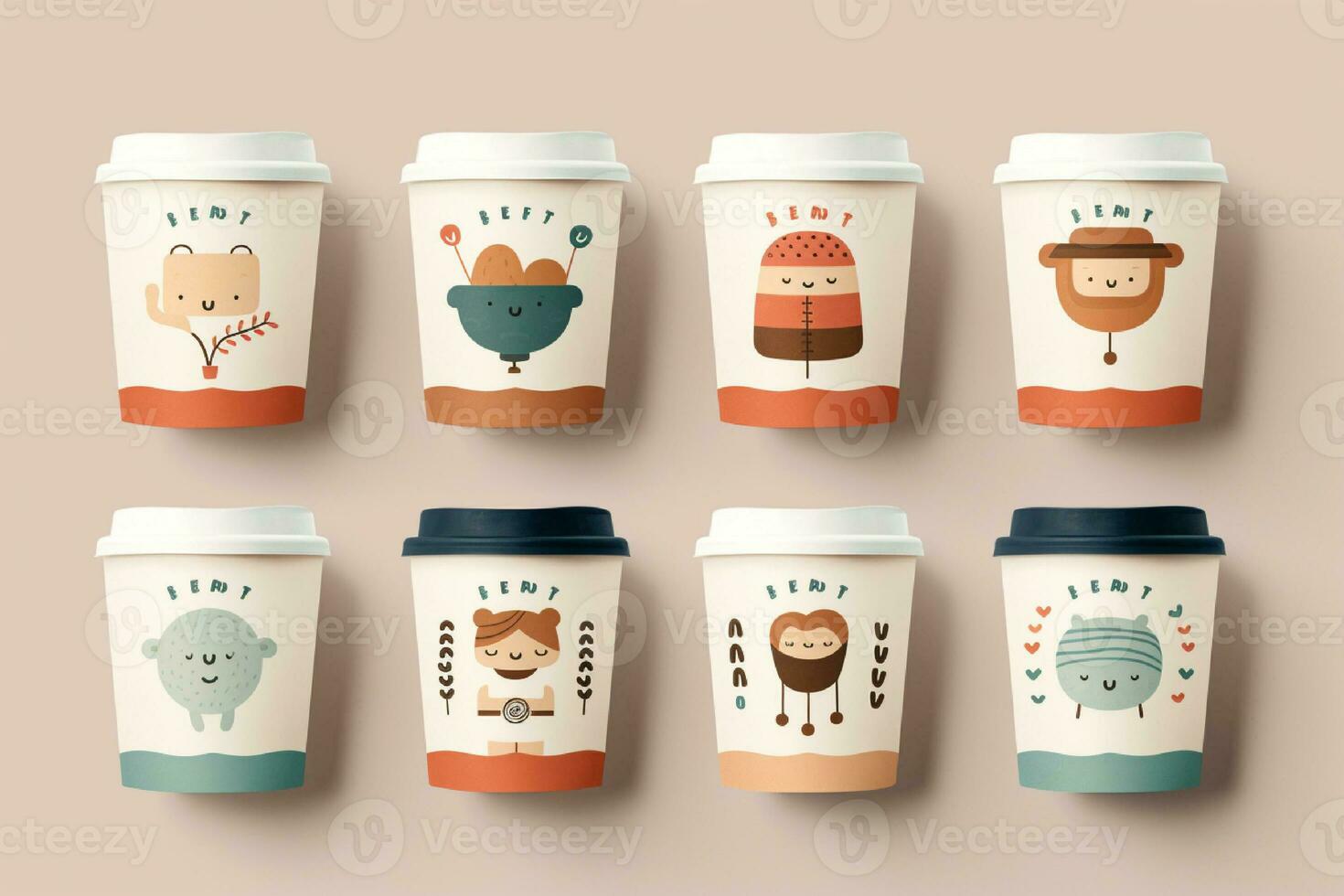 AI generated Coffee cup mockup with wave pattern generated with AI photo