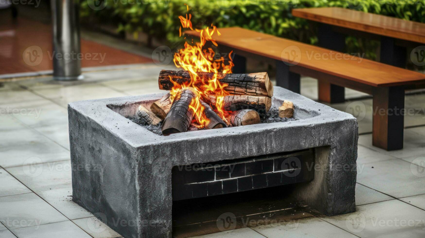 AI generated Crafting a Homemade Concrete Fireplace Complete with a Functional Grill photo