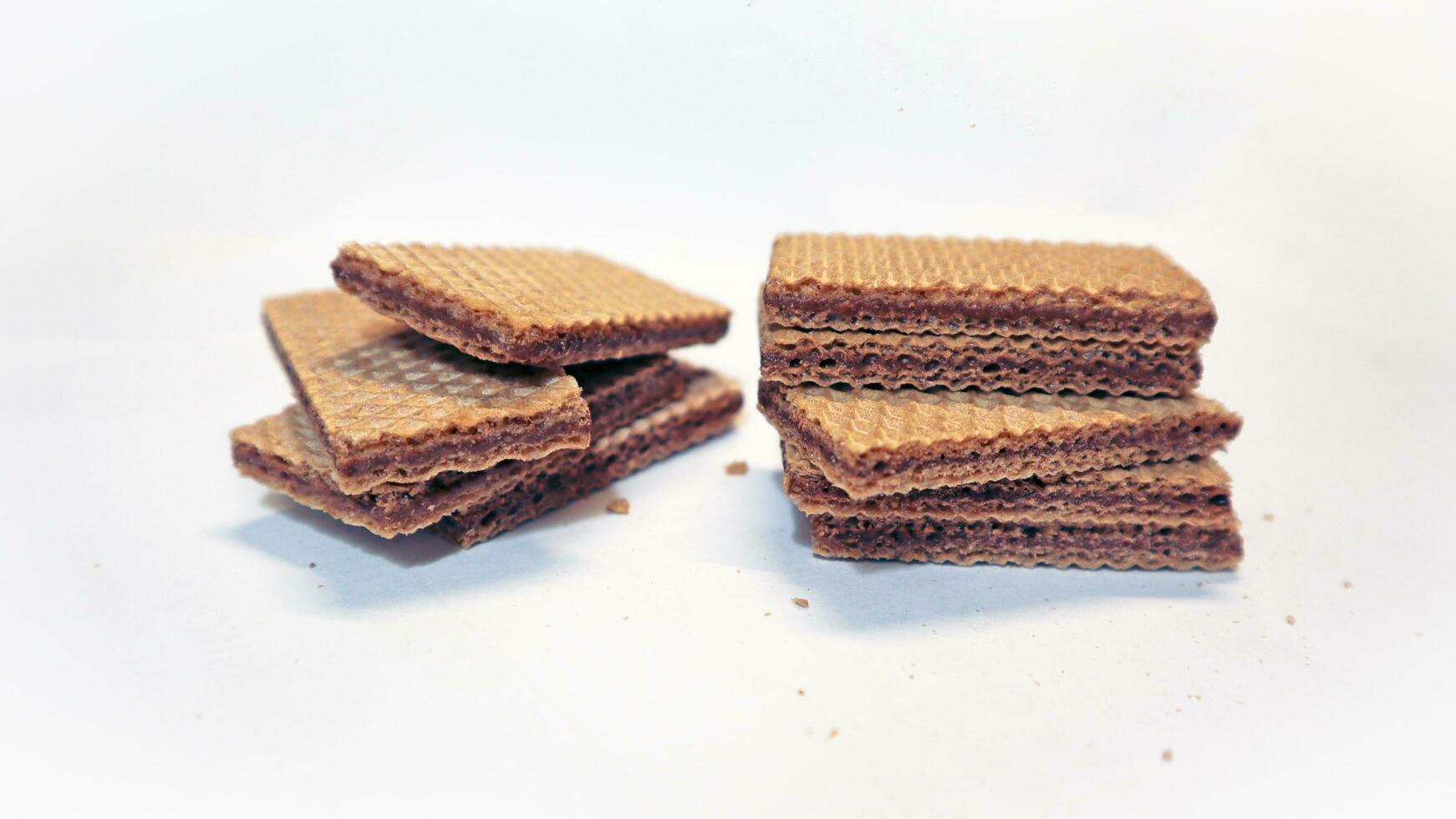 Wafer chips filled with chocolate photo