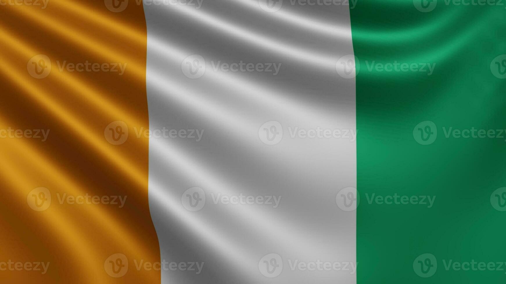 Render of the Ivory Coast flag flutters in the wind closeup, the national flag photo