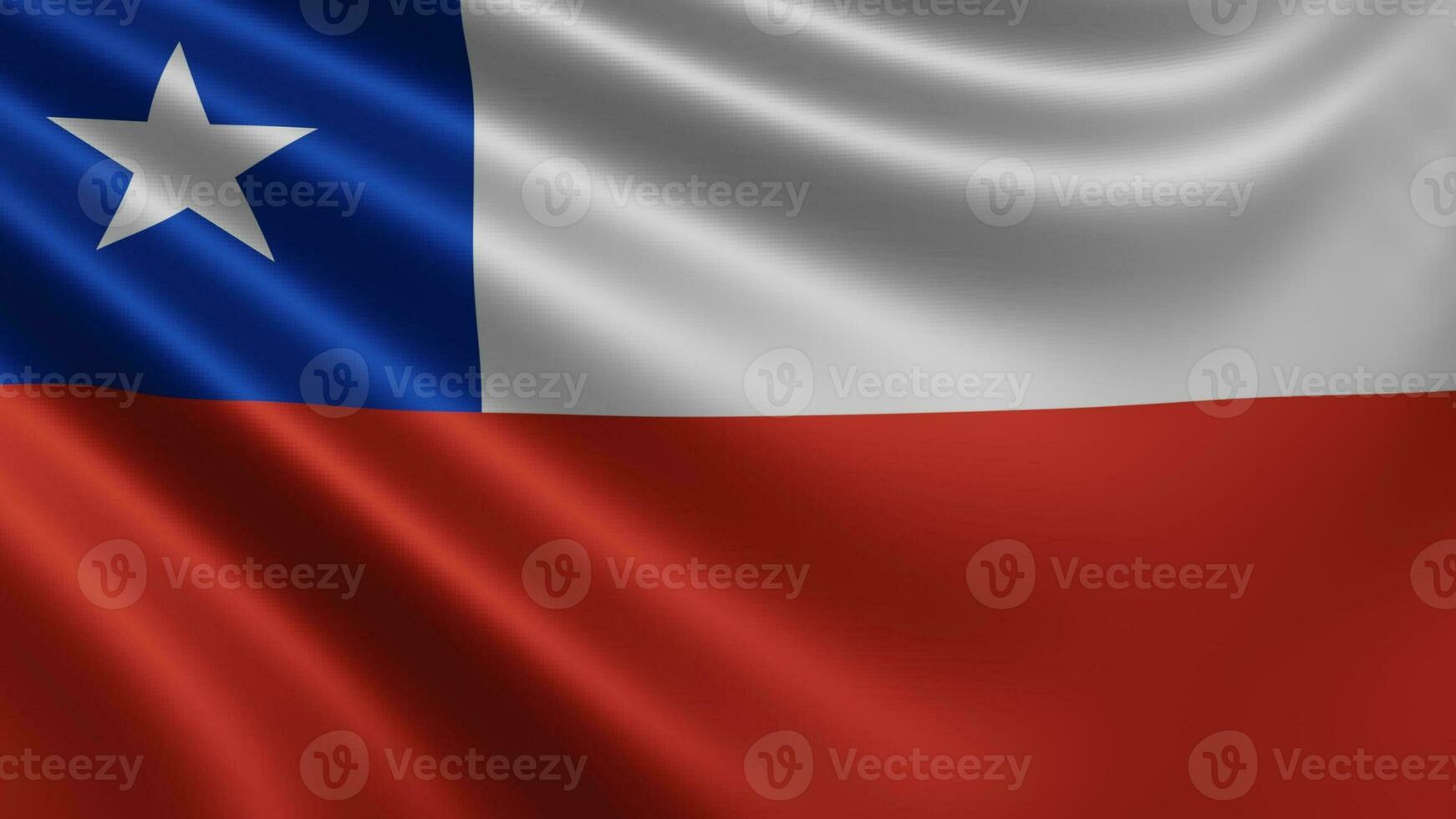 Render of the Chile flag flutters in the wind closeup, the national flag of photo