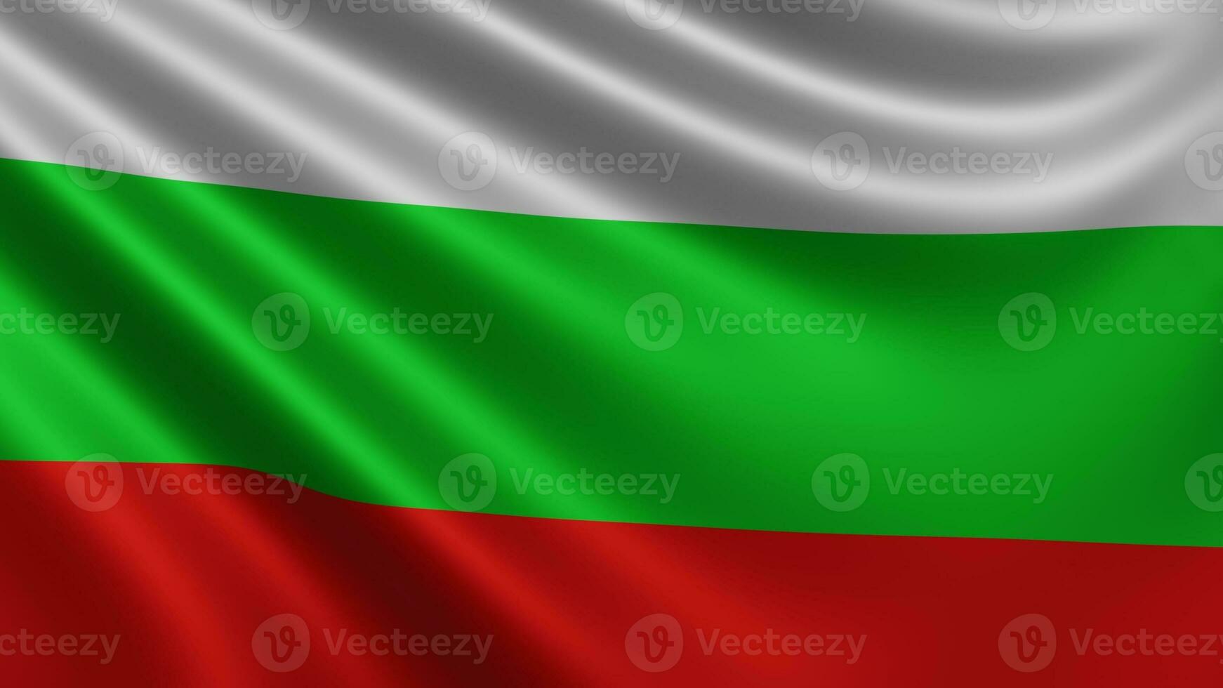 Render of the Bulgaria flag flutters in the wind closeup, the national flag of photo