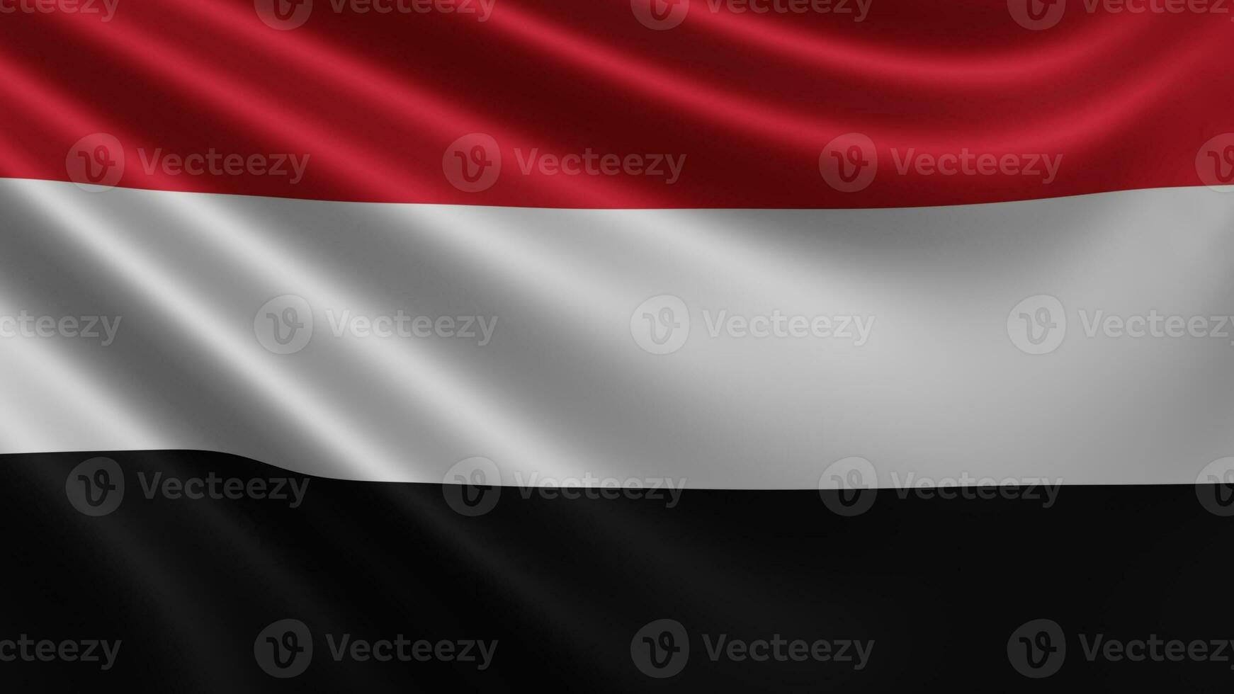 Render of the Yemen flag flutters in the wind closeup, the national flag of photo