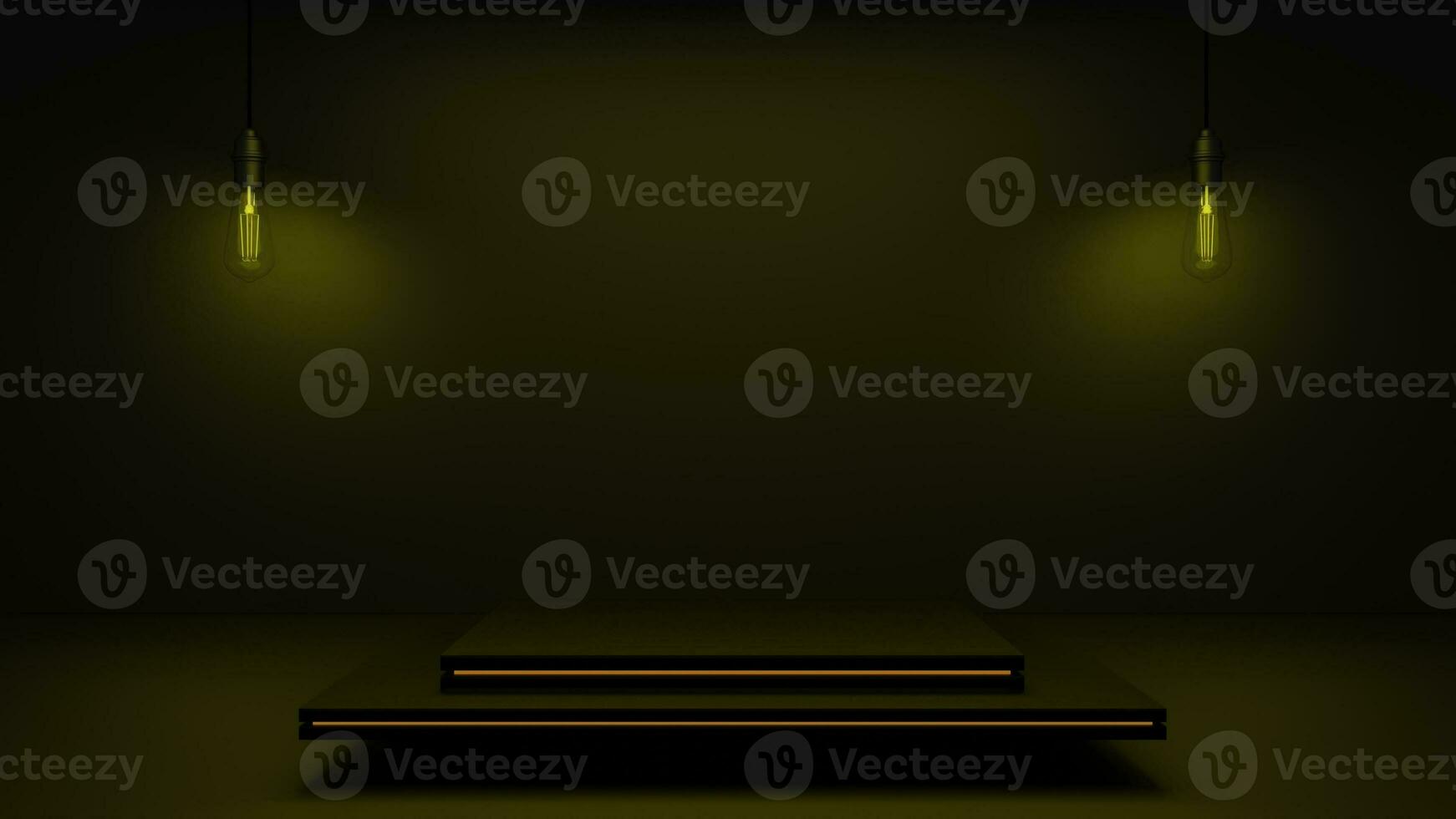 Empty podium with a square on a square and with a golden gradient of lines on photo