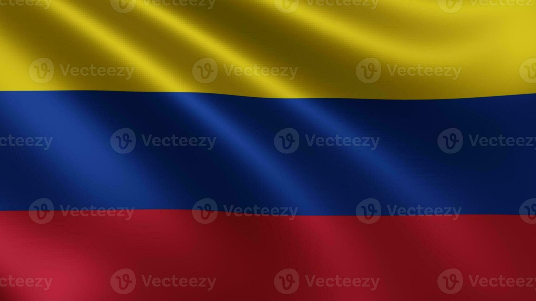 Render of the Colombia flag flutters in the wind closeup, the national flag of photo