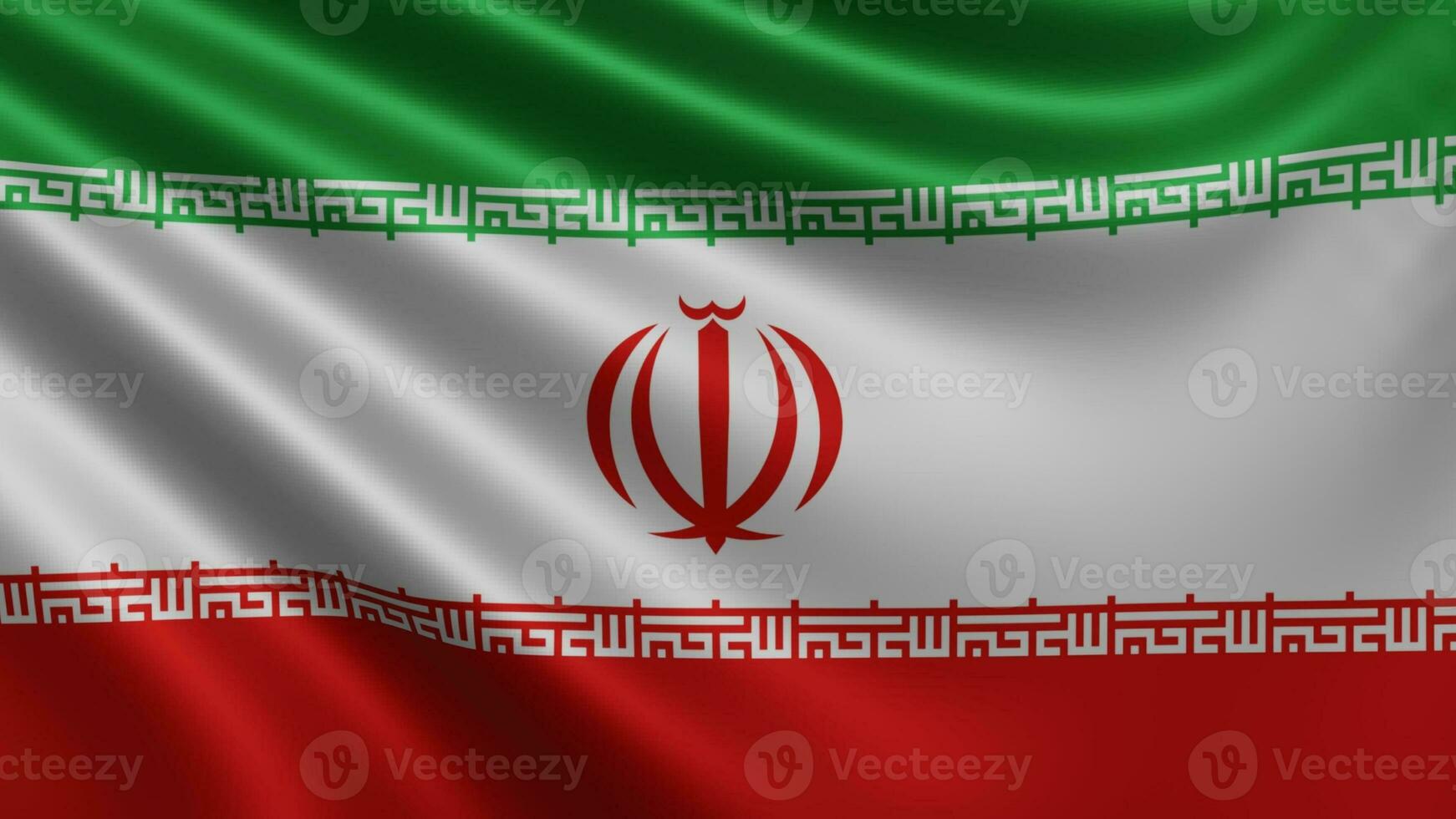 Render of the Iran flag flutters in the wind closeup, the national flag of Iran photo