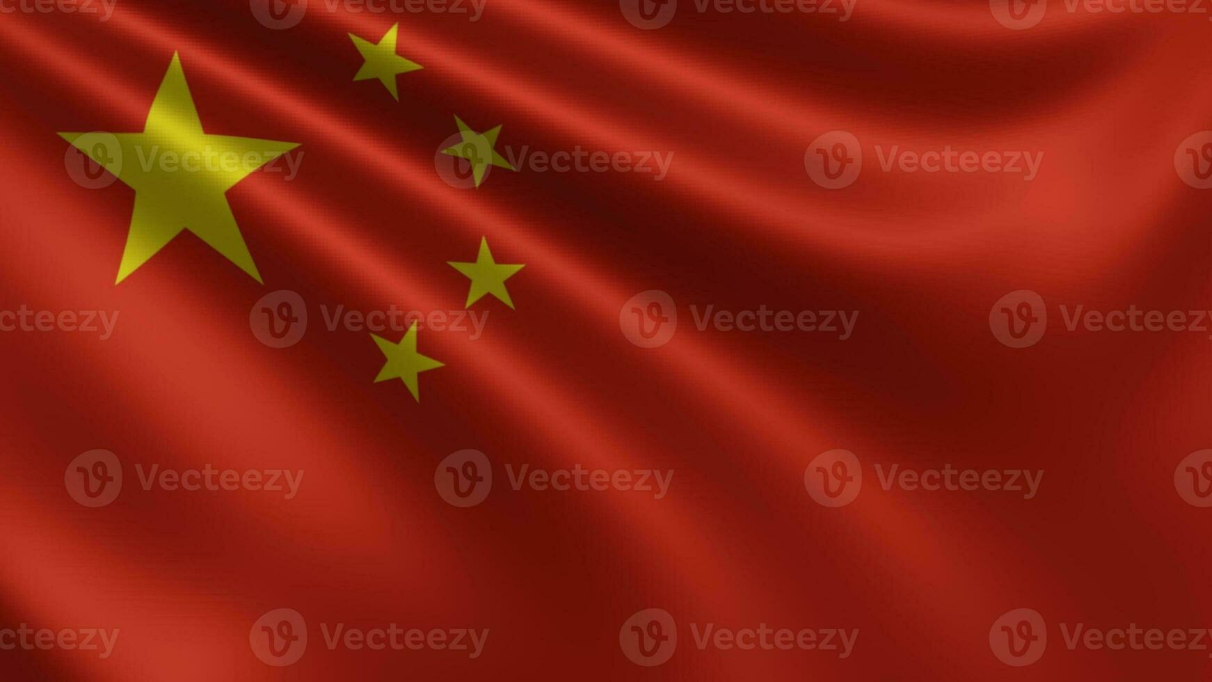 Render of the China flag flutters in the wind closeup, the national flag of photo