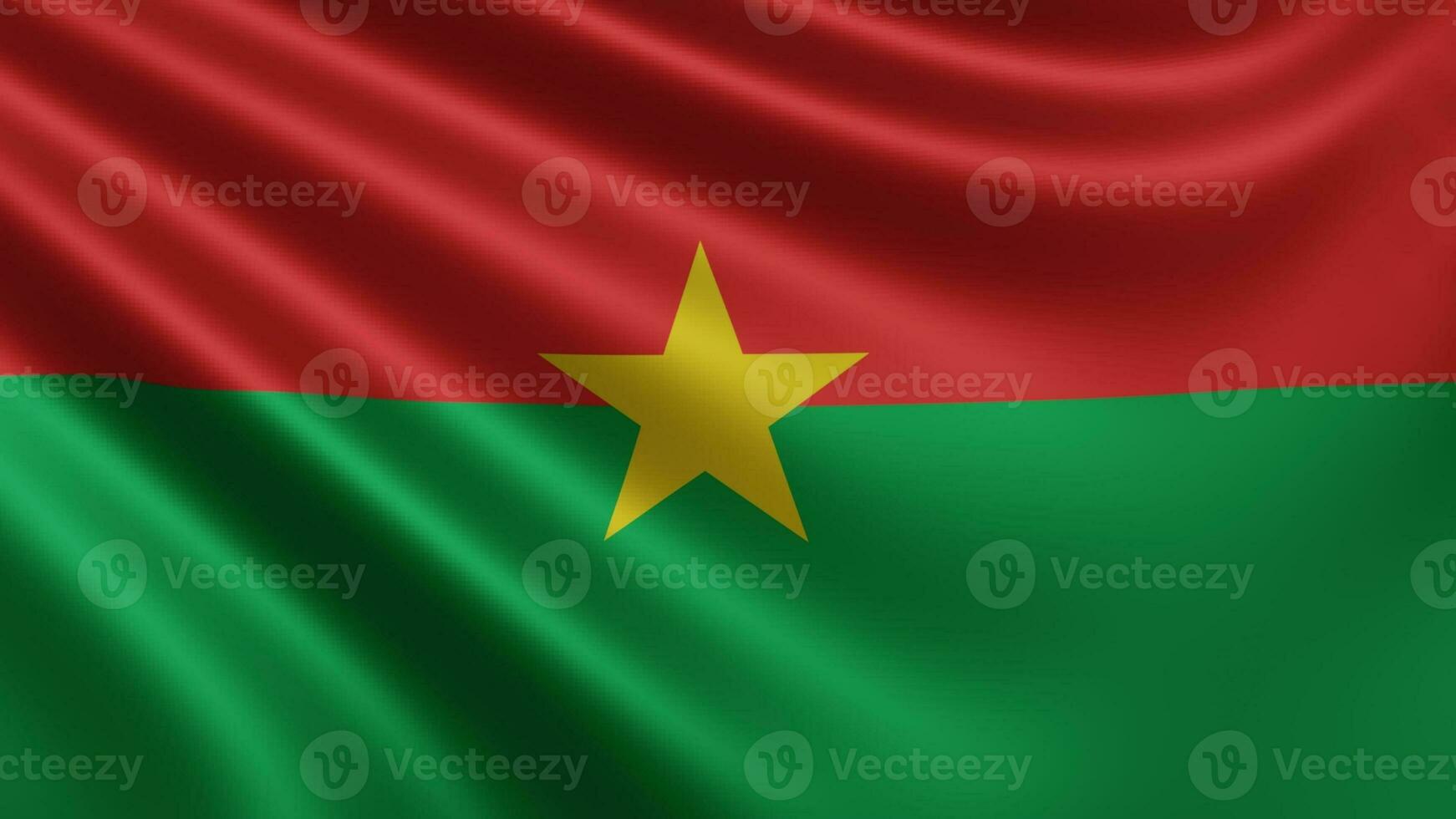 Render of the Burkina Faso flag flutters in the wind closeup, the national flag photo