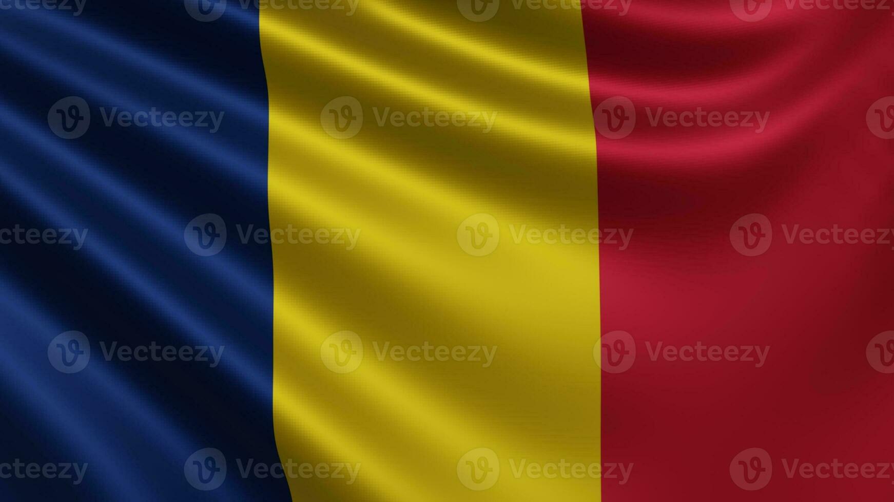 Render of the Chad flag flutters in the wind closeup, the national flag of Chad photo