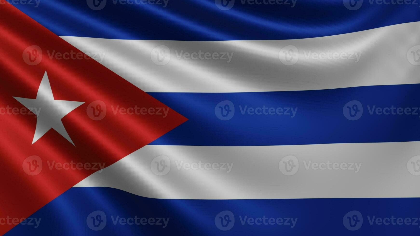 Render of the Cuba flag flutters in the wind closeup, the national flag of Cuba photo