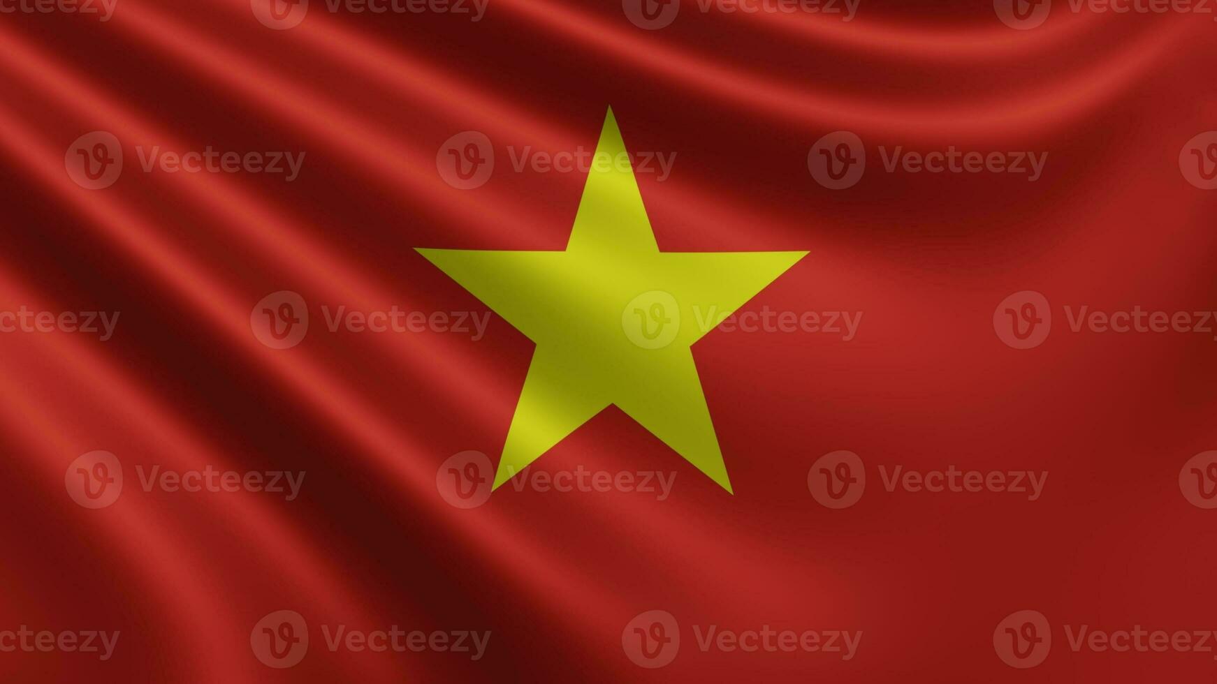 Render of the Vietnam flag flutters in the wind closeup, the national flag of photo