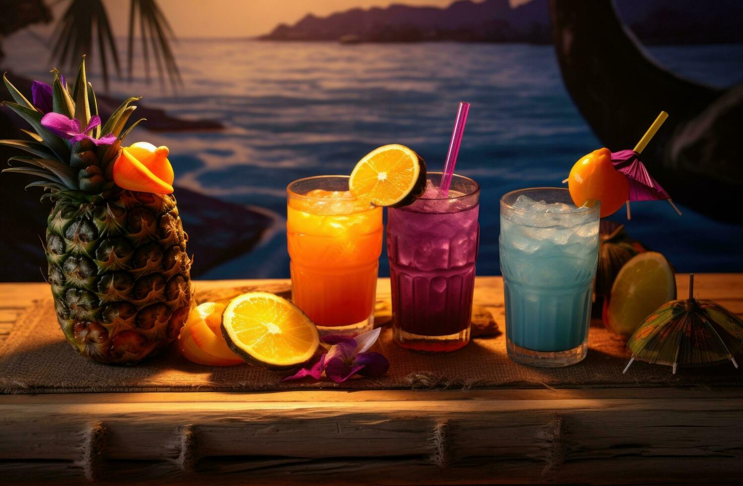 AI generated tiki drinks and cocktails in okinawa photo