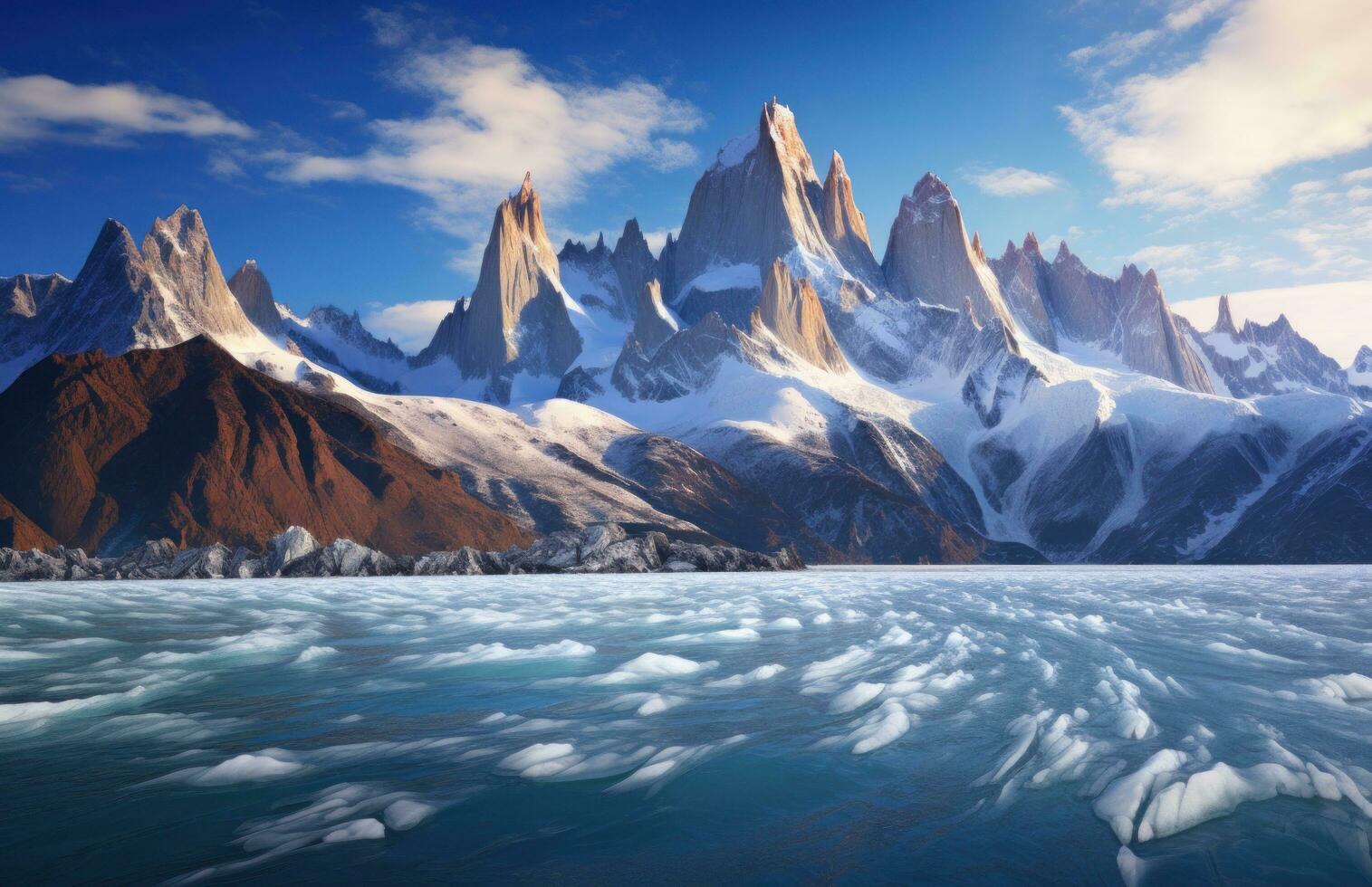 AI generated the snowy peaks of argentina, chile, u.s. map photo
