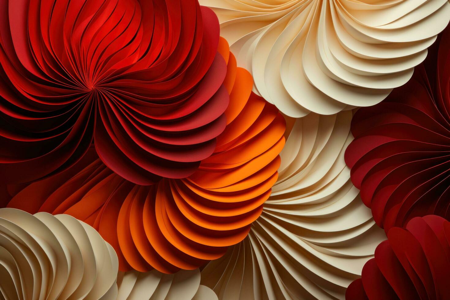 AI generated red and gold fan paper in paper form photo