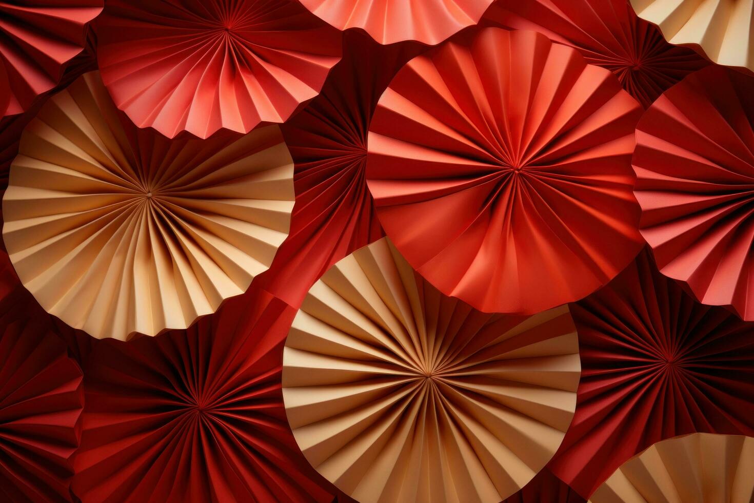 AI generated red and gold fan paper in paper form photo