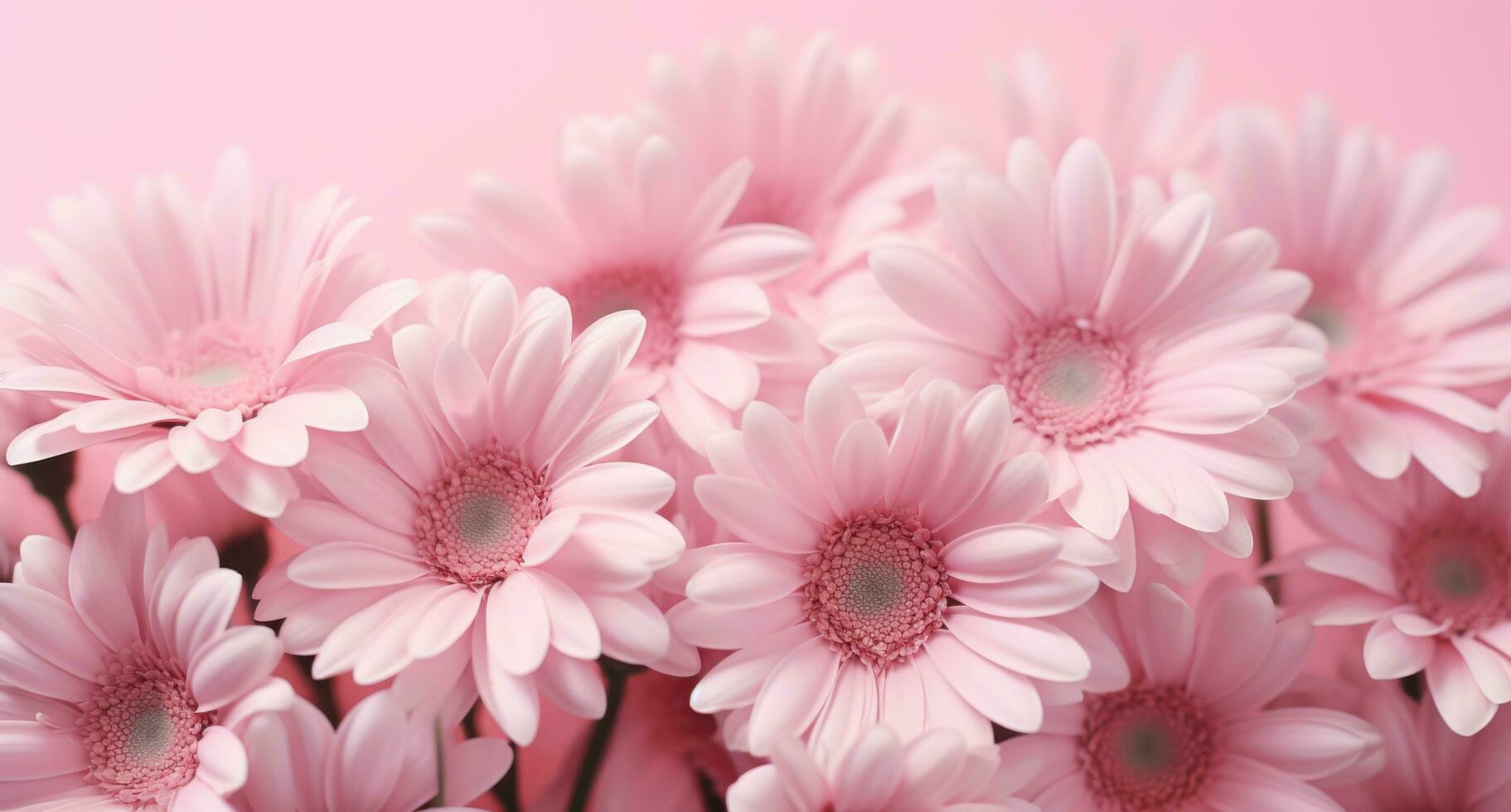 AI generated pink daisy flower background with white dots on light pink background photo