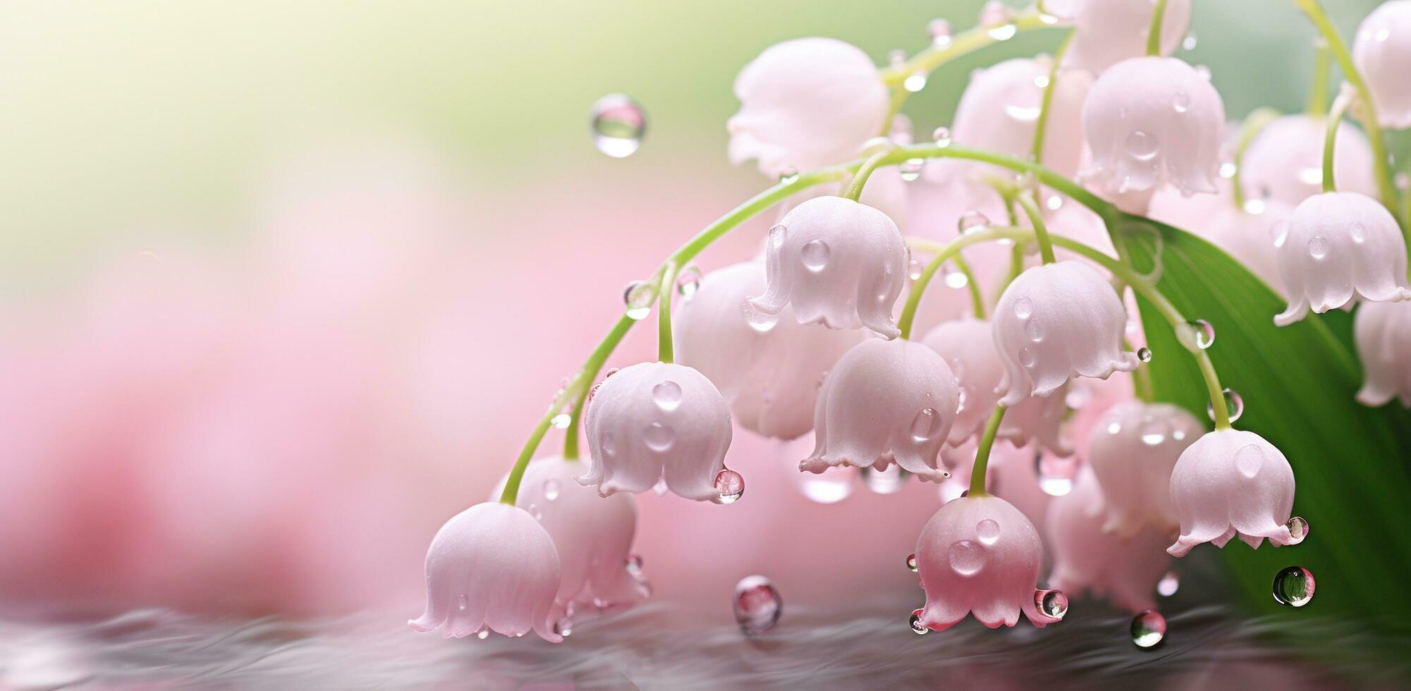 AI generated pink and green lily of the valley hd wallpaper photo