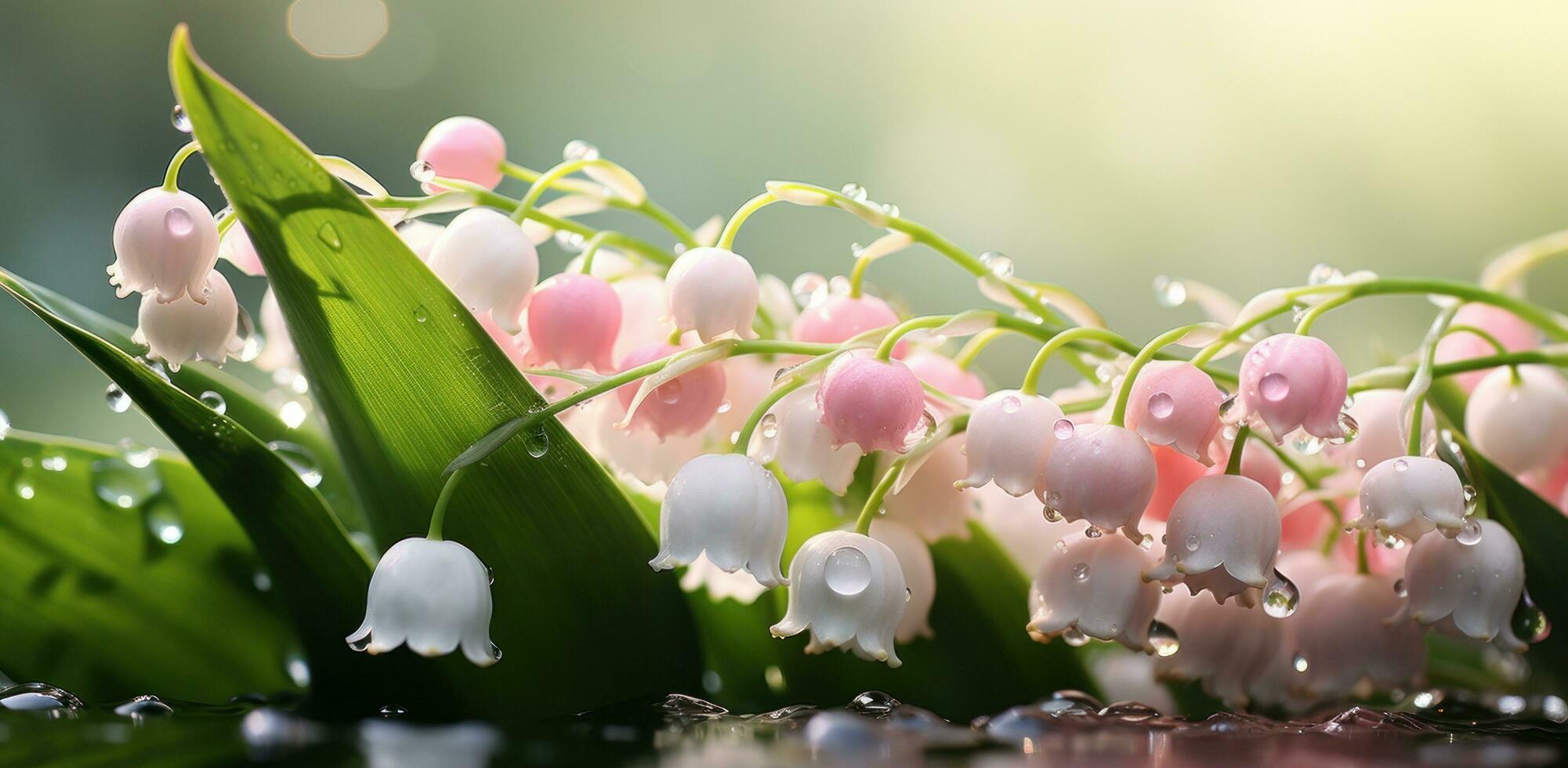 ai generado rosado y verde lirio de el Valle hd fondo de pantalla foto