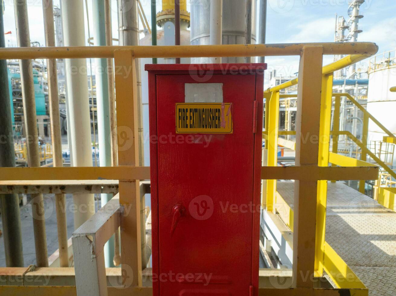 Fire hose boxes are installed in the factory area to extinguish fires photo