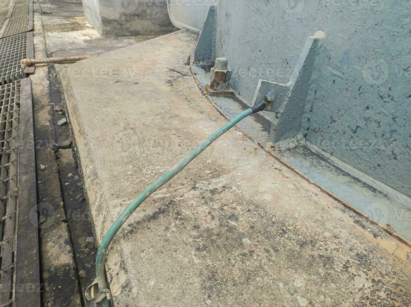grounding electrical cables and copper rods planted in the ground function to ward off lightning in tall buildings and short circuits photo