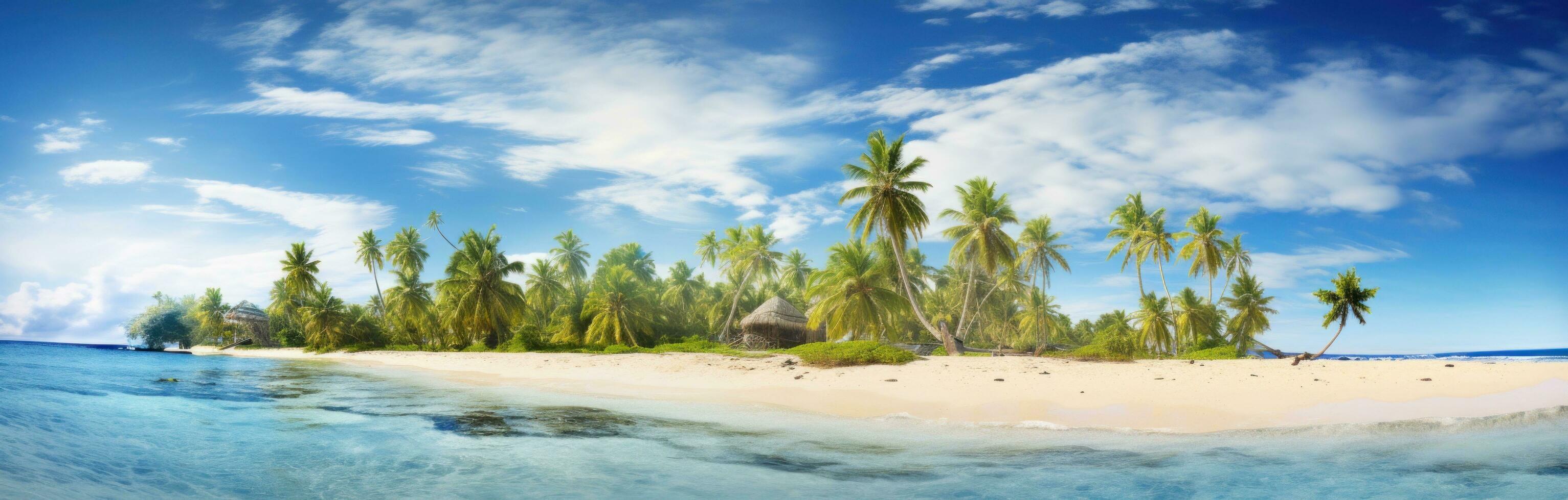 AI generated beach to the pacific with palm trees photo