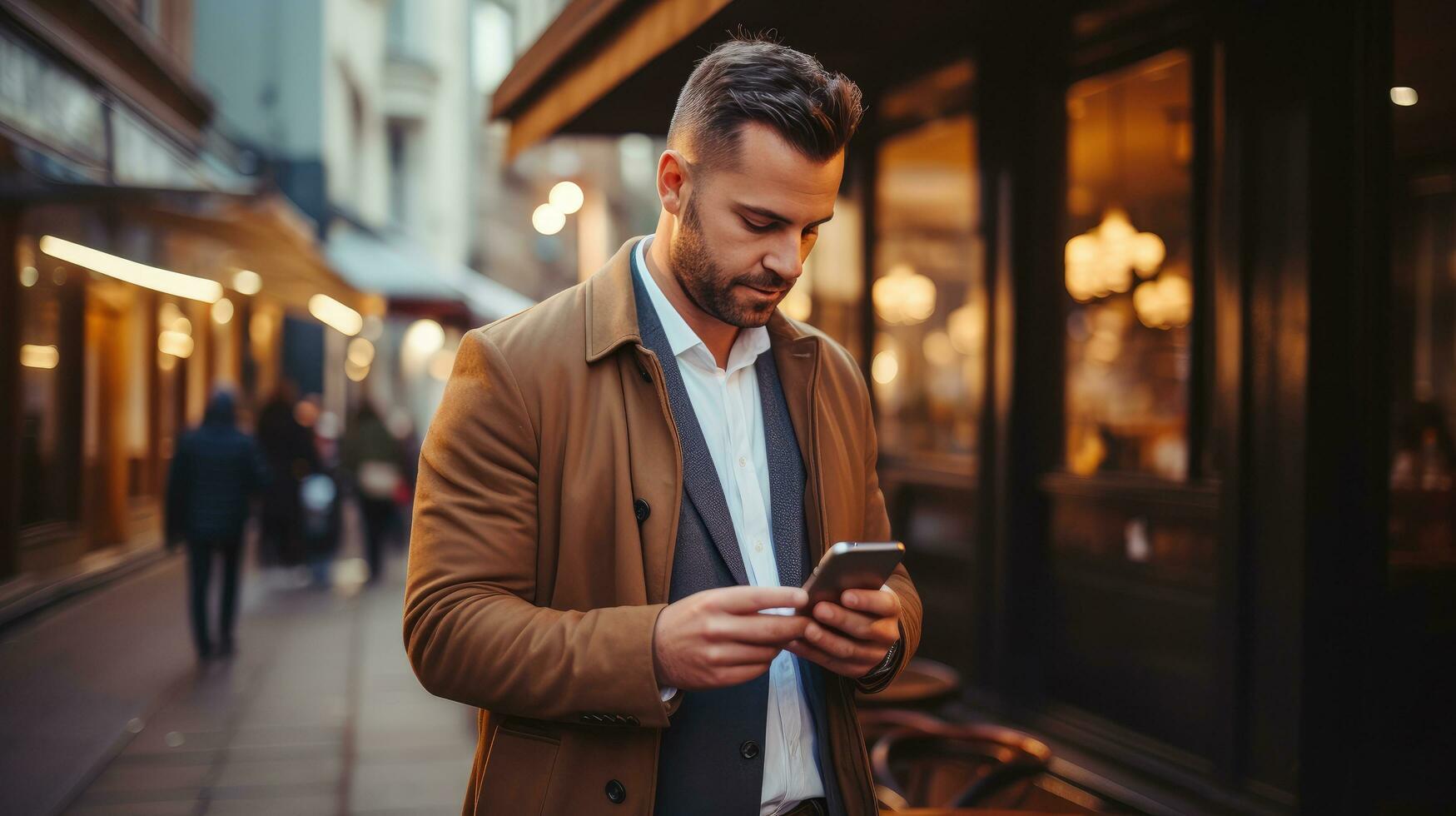 AI generated A young adult using a smartphone to send money to a friend through a mobile payment app photo