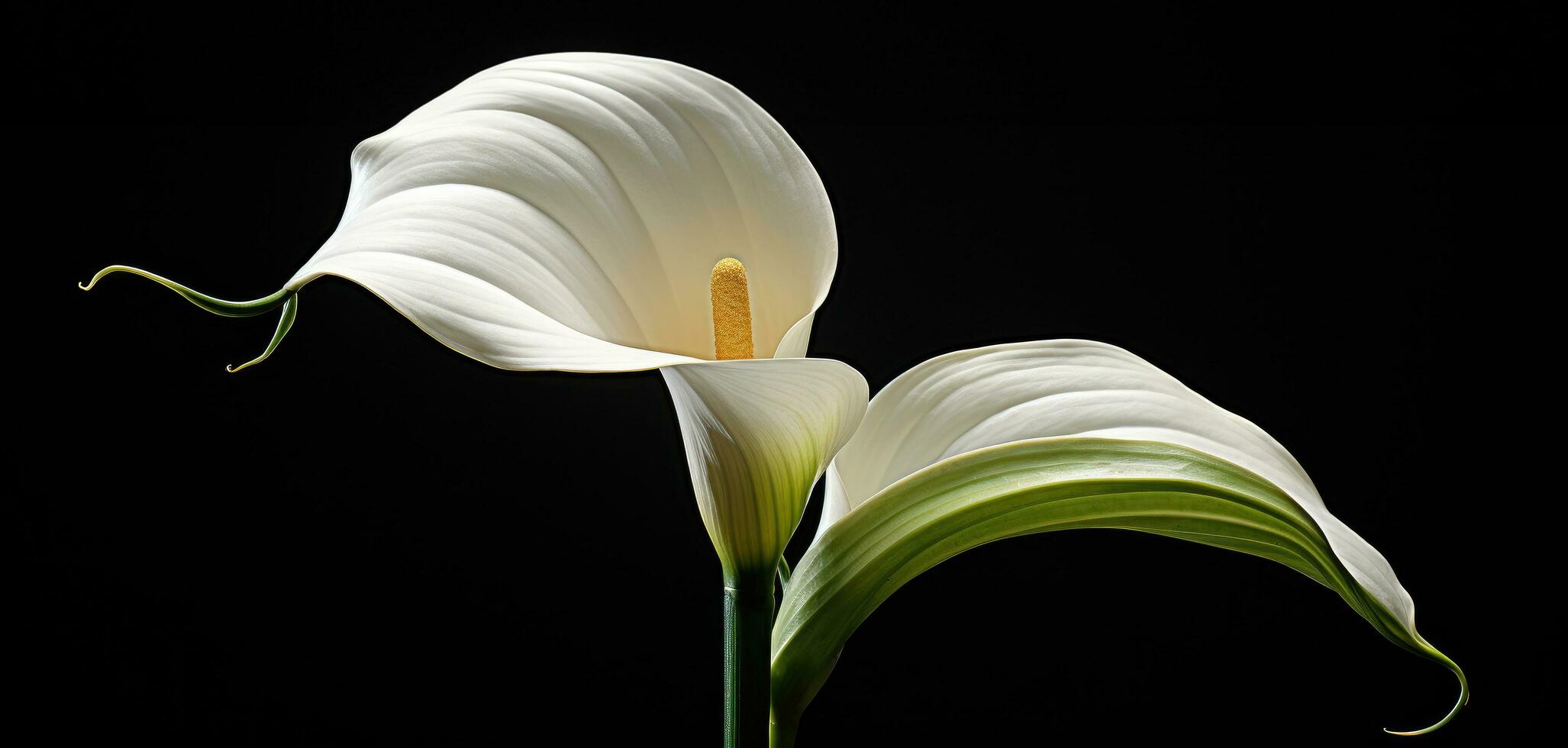 AI generated a white calla lily displayed a black background photo