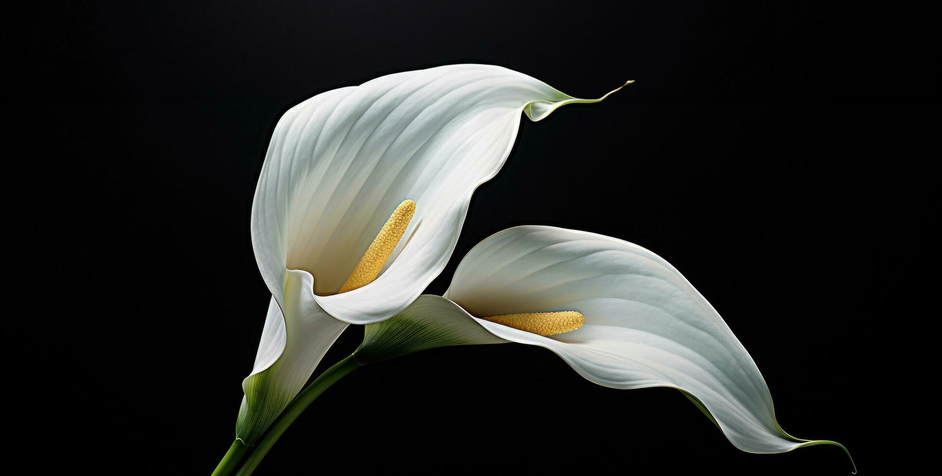 AI generated a white calla lily displayed a black background photo