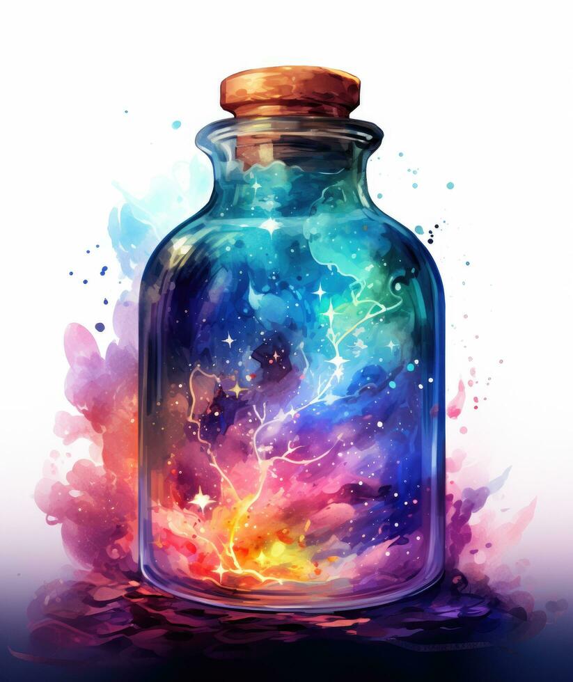 AI generated a magic bottle filled with color photo