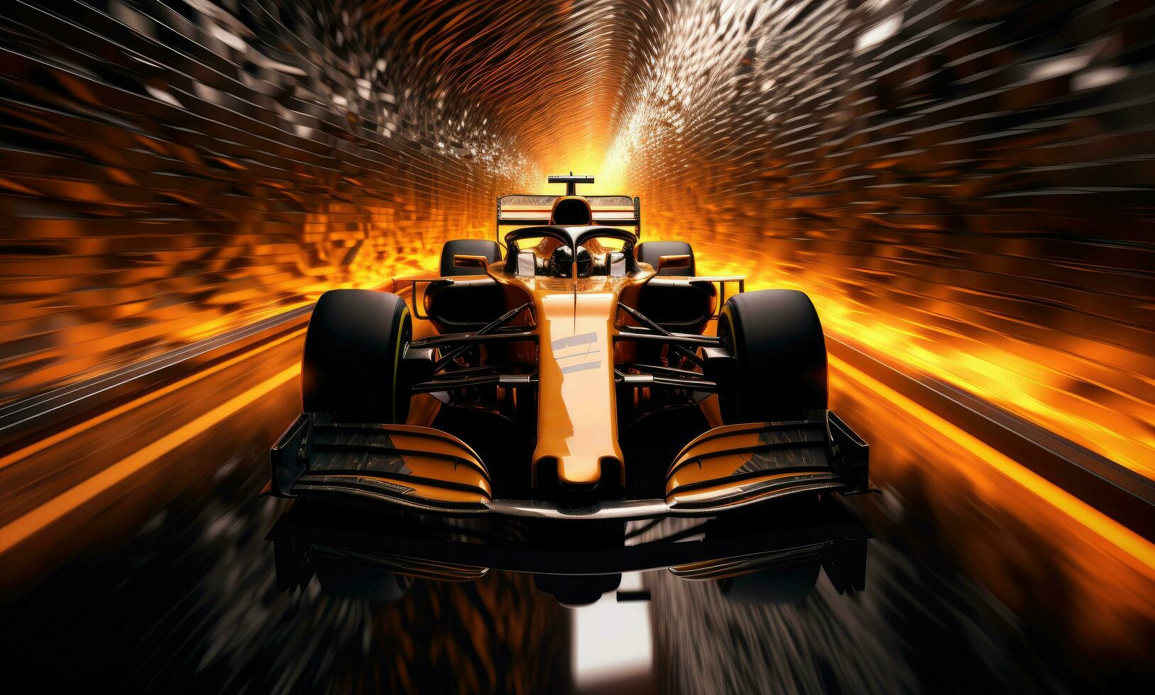 AI generated a f1 car is driving through a tunnel at night, photo