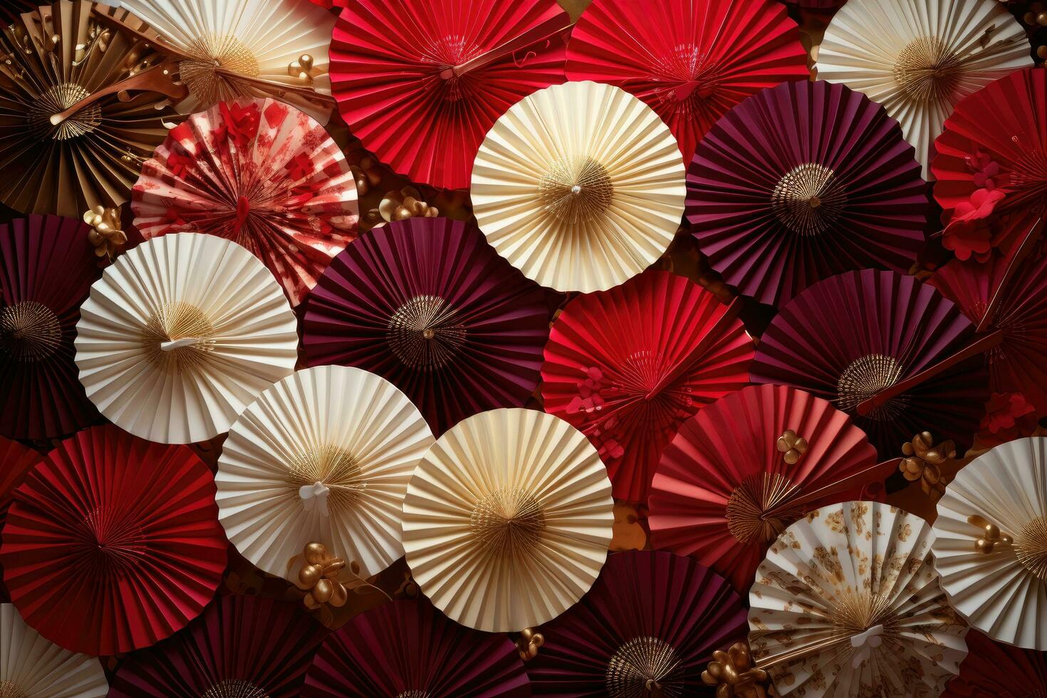 AI generated a collection of paper fans arranged in a pattern photo