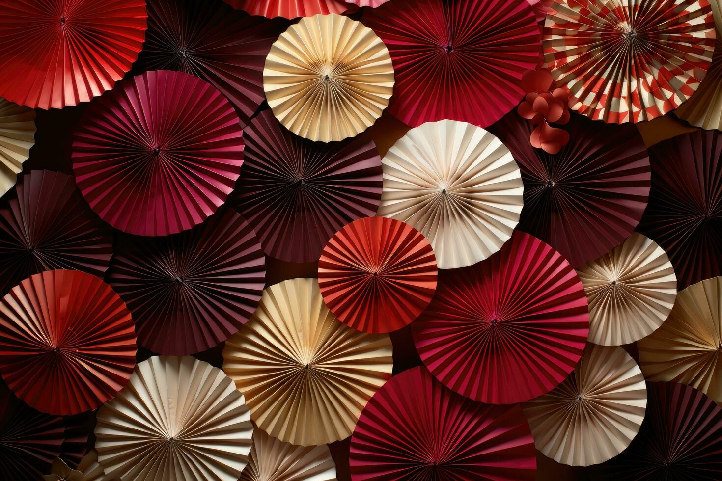 AI generated a collection of paper fans arranged in a pattern photo