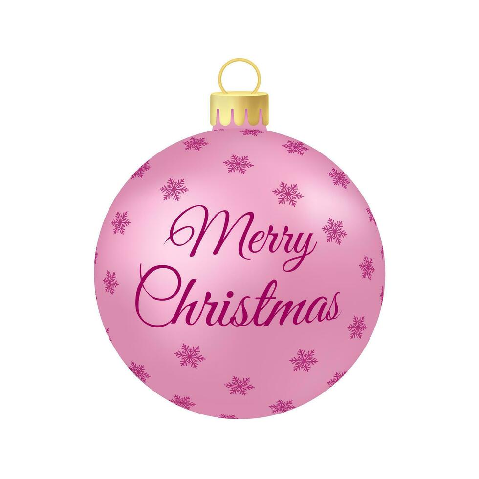 juguete del árbol de navidad rosa rosa o bola volumétrica y ilustración de color realista vector