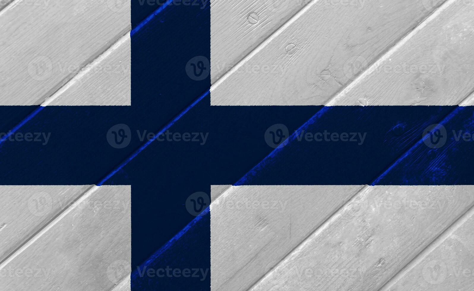Flag of Republic of Finland on a textured background. Concept collage. photo
