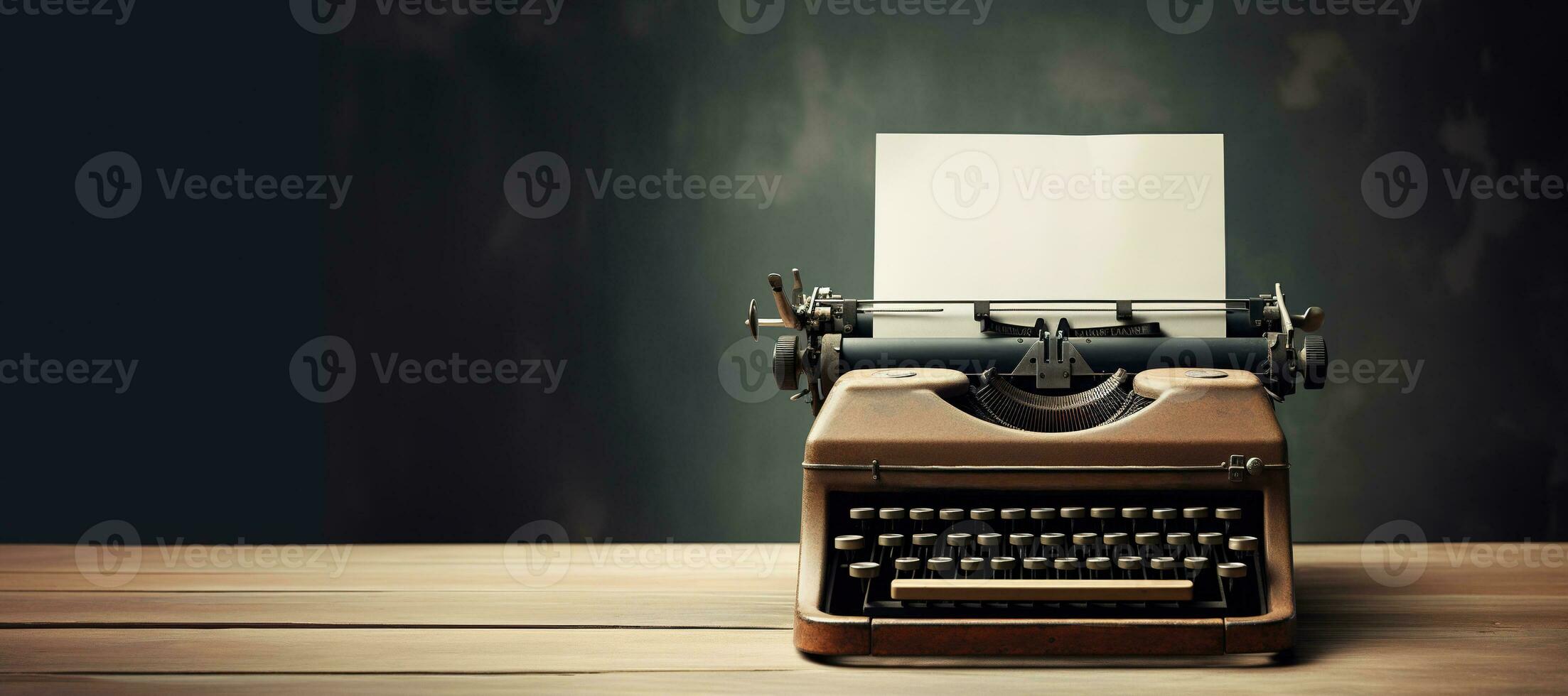 AI generated Generative AI, Vintage typewriter with old paper, blank paper mockup, retro machine technology, copy space photo