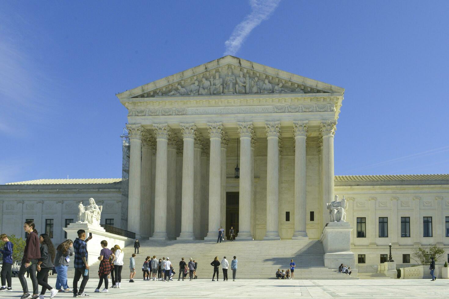 Washington DC, USA, 2023. People outside the Supreme Court in Washington DC photo