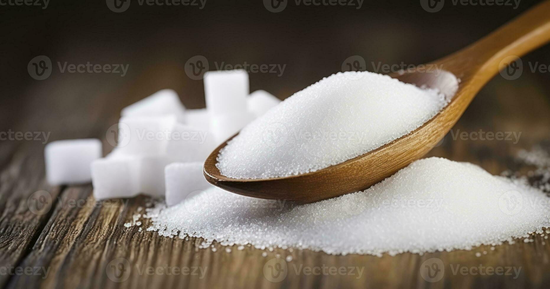 AI generated The Raw Beauty of Sugar Displayed on a Wooden Table photo