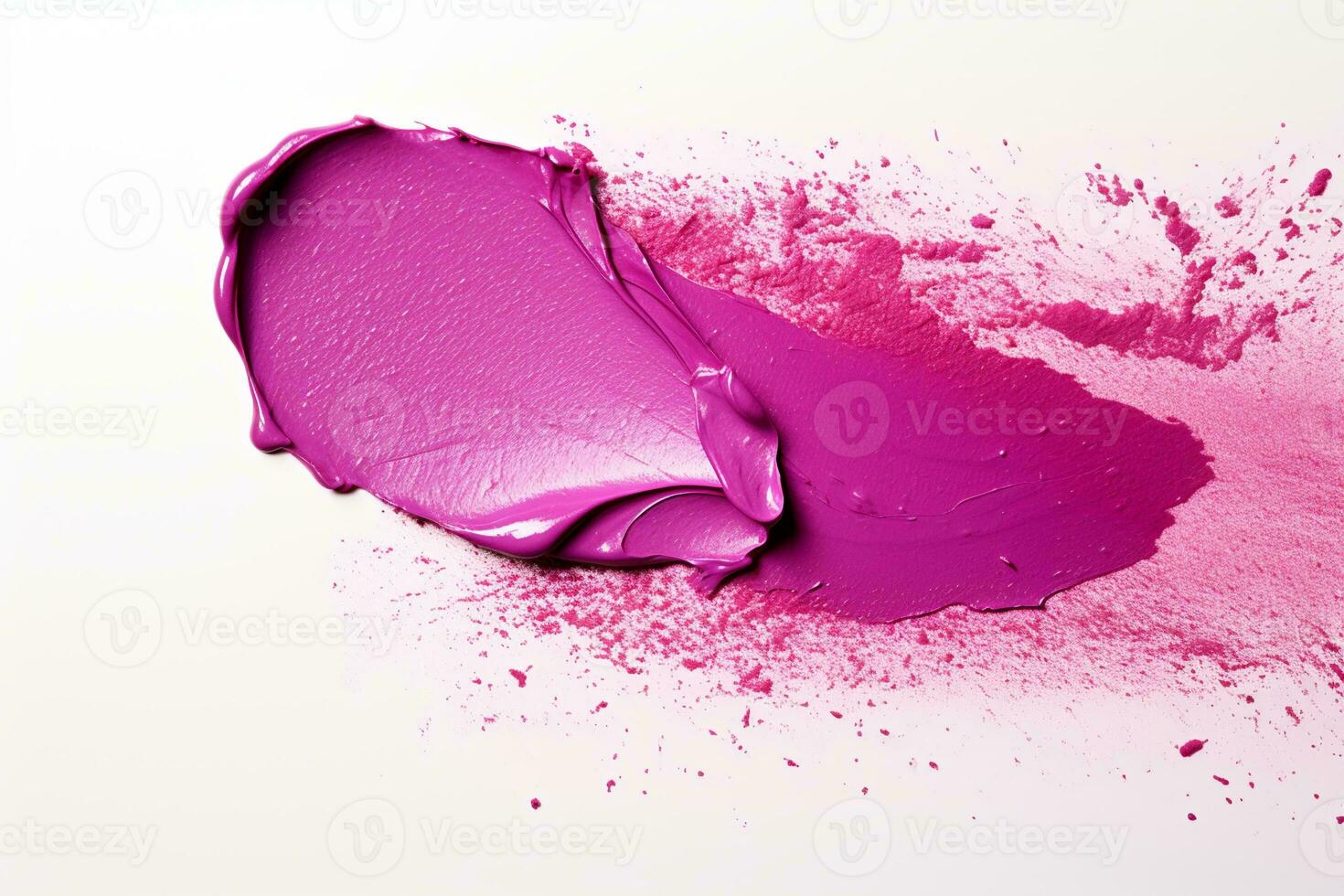 AI generated Classic Purple lipstick smear smudge isolated on white background. photo